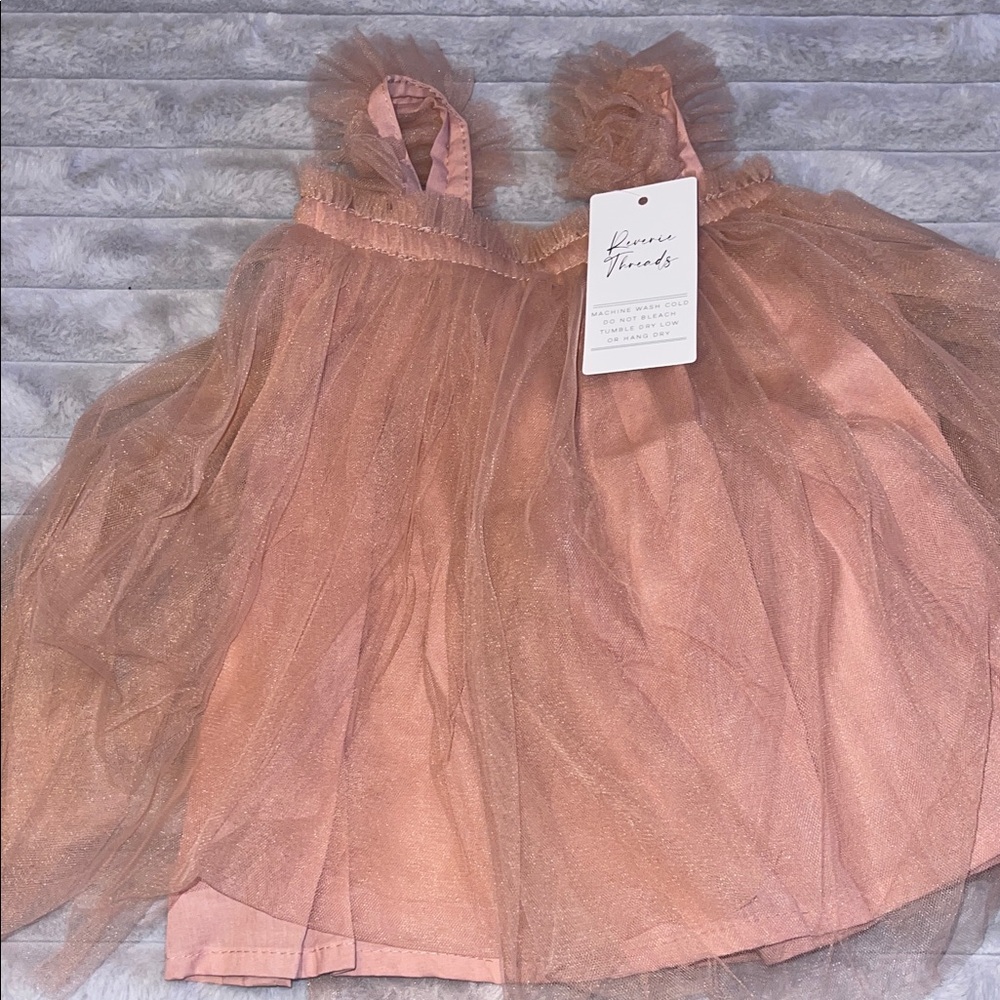 Pink Tulle Dress with Ruffle Straps